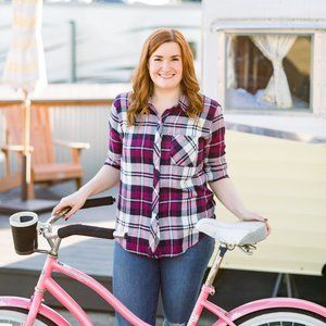 Rails Hunter Plaid Shirt in Lychee Navy White Sz M